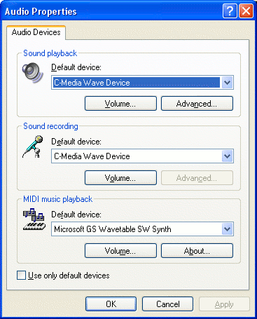 Windows Audio Properties panel