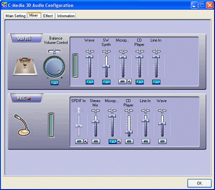 Xear 3D Audio Configuration Mixer panel